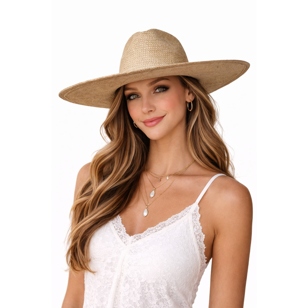 Anthropologie Wide Brim Straw Hat Natural Boho Summer Beach Sun Hat